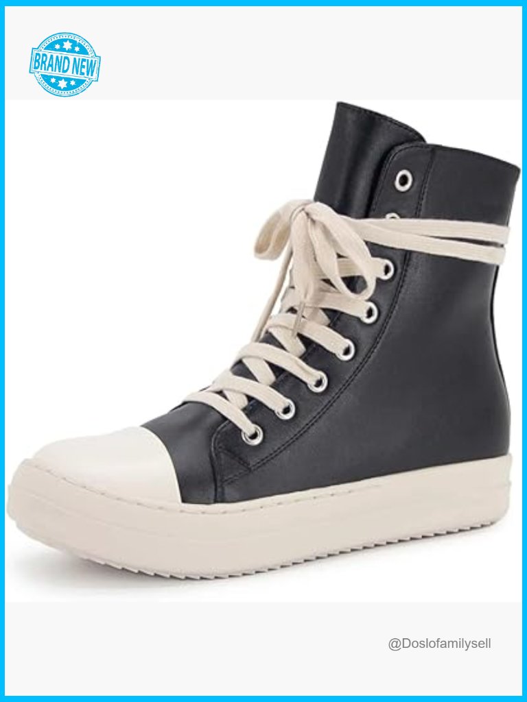 High Top Sneakers Lace Up Canvas Shoes With Zipper Comfort Platform Walking